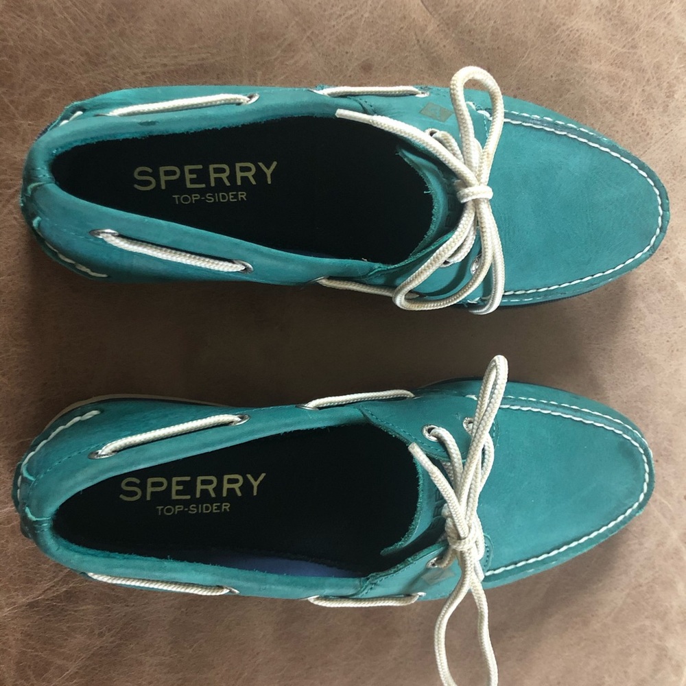 Men’s 9.5M Sperry Top-sider 2-Eye Green Boat Shoe